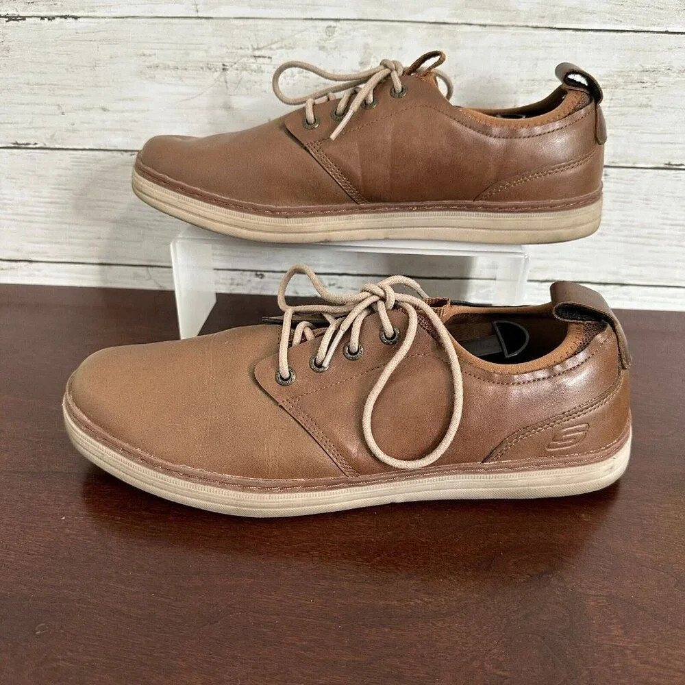 Skechers Men's 10 Brown Heston-Rogic Oxford Leather Air Cooled Memory Foam Shoes